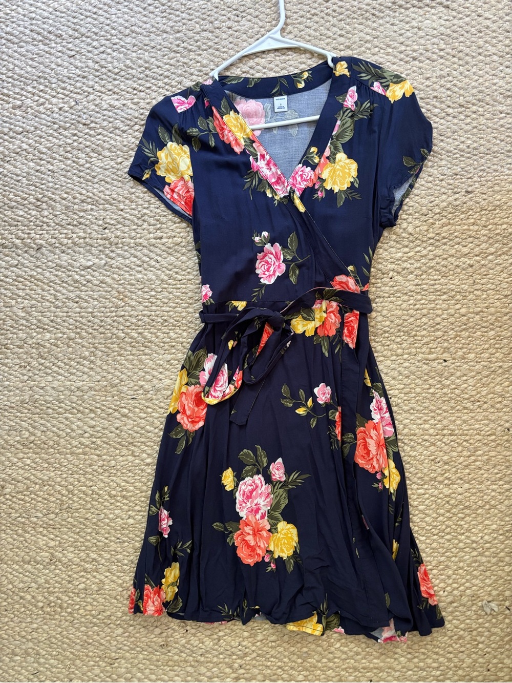 Old navy Floral Wrap Dress - Navy with Pink & Yellow Blooms